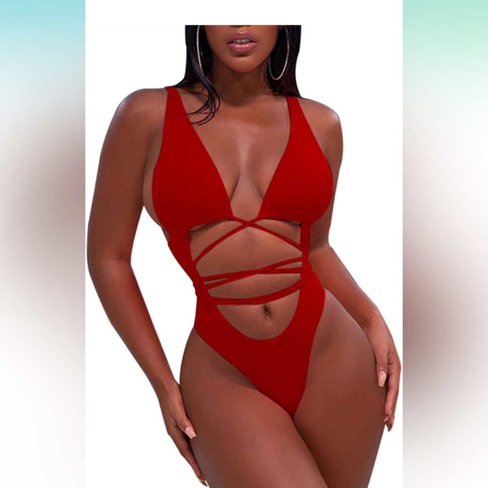 Red Sexy One Piece Swimsuit